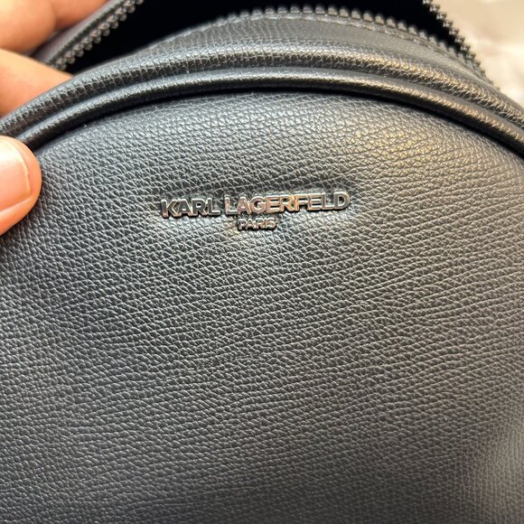 Karl Lagerfeld Paris Faux Leather Backpack With Eiffel Tower & Heart Pin Accents - Picture 5 of 10